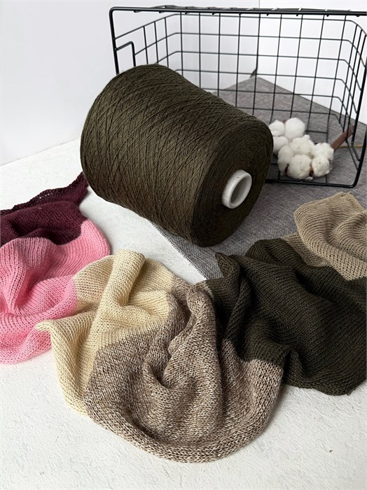 Selin 4/28 (Luxury Selection by Ri. Go), 50% лен, 50% шелк, 100 г/700м, цвет хаки 3664